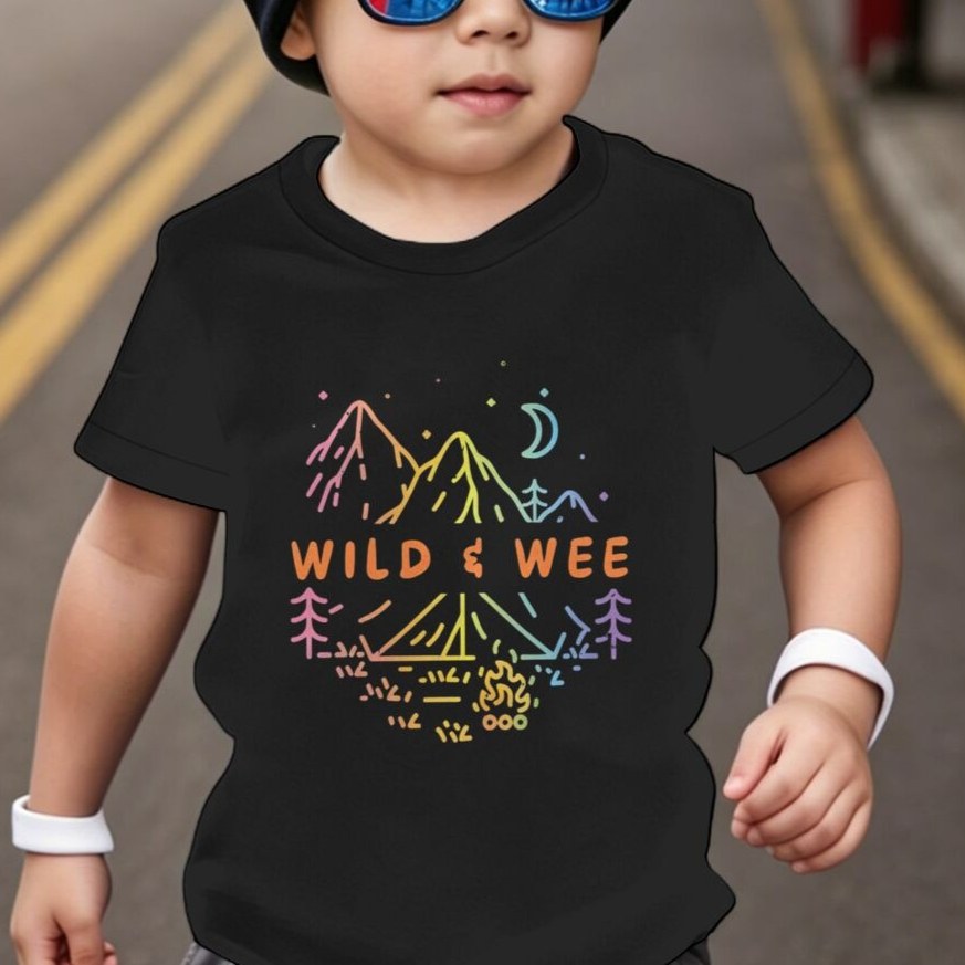 Outdoor Adventure For Toddlers - คนรักกิจกรรมกลางแจ้งของขวัญเสื้อยืดเด็ก เสื้อยืดเด็กวัยหัดเดิน ผ้าฝ้าย เสื้อยืดผจญภัย แคมป์ปิ้ง ลำลอง