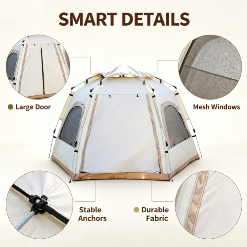 เต็นท์แคมป์ปิ้งทรงหกเหลี่ยมสีข - Outdoor Adventure Uva บทวิจารณ์และราคา