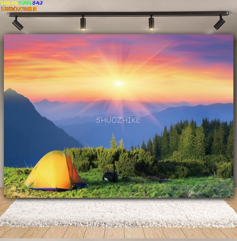 ป่ากลางแจ้ง Camping ฉากหลังสํา - Outdoor Adventure Background บทวิจารณ์และราคา