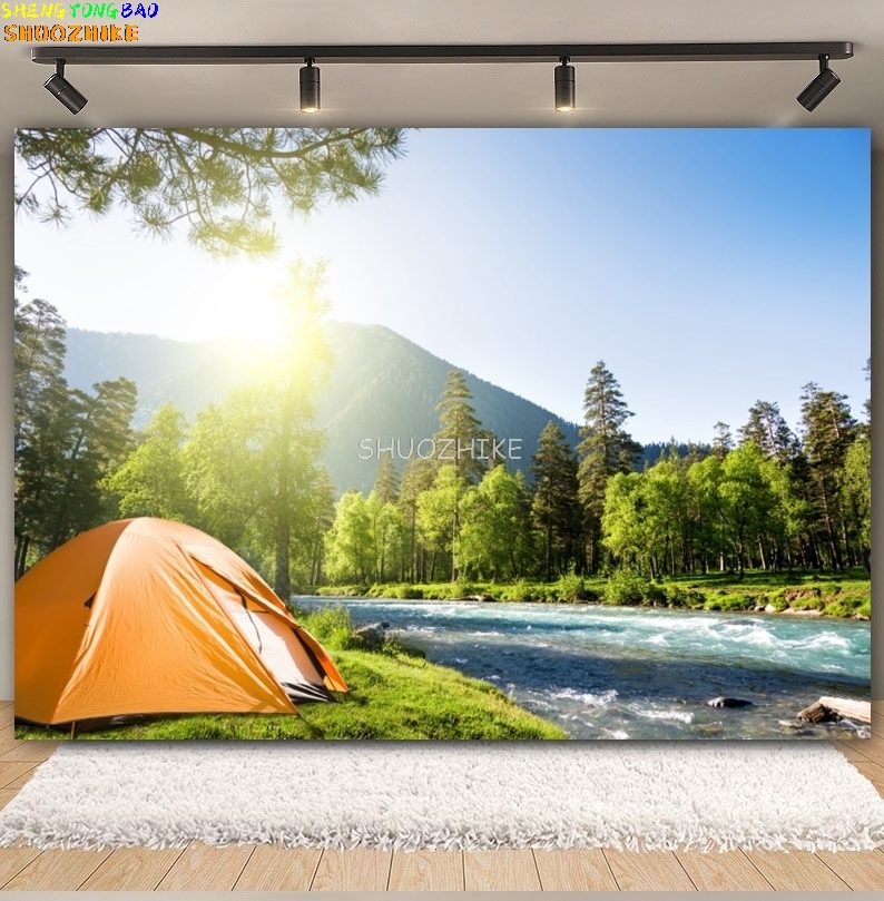 ป่ากลางแจ้ง Camping ฉากหลังสํา - Outdoor Adventure Background บทวิจารณ์และราคา