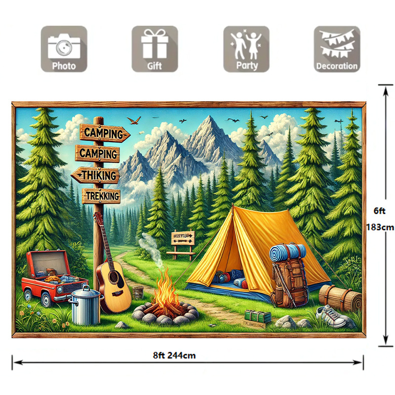พื้นหลังการตั้งแคมป์และการผจญภ - Outdoor Adventure Background บทวิจารณ์และราคา